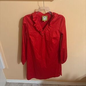 Elizabeth McKay red ruffle long sleeve mini dress
